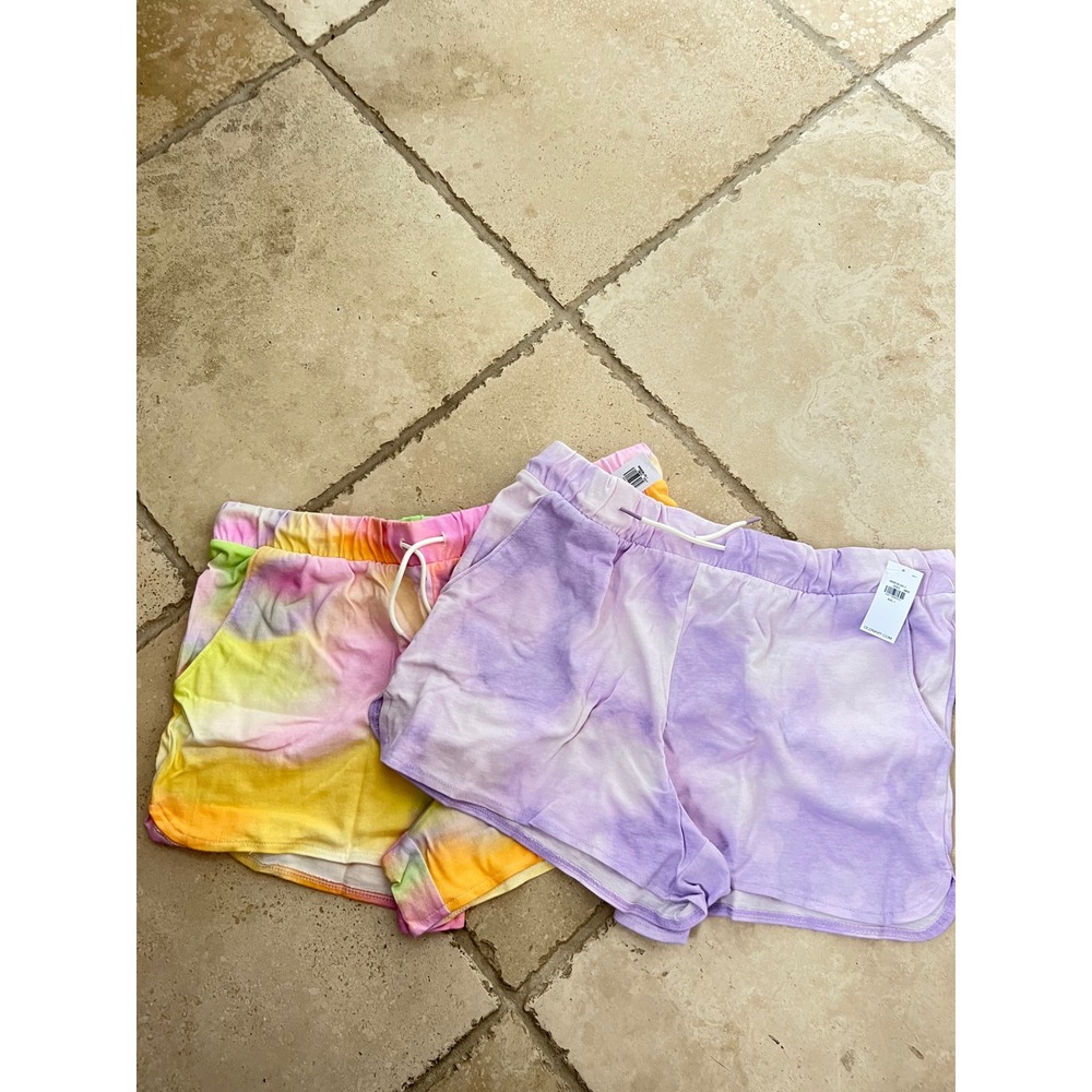 NEW Old Navy Girls XXL 18 Plus 2PK Tie Dye Cheer Shorts Rainbow Purple Cotton